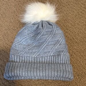 Cozy Light Blue Knit Pom Pom Beanie